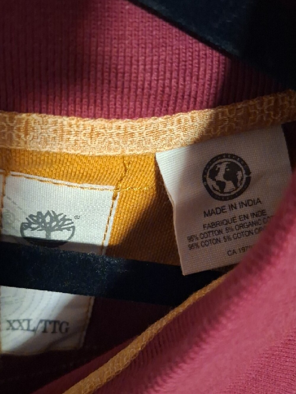 Vintage Timberland Maroon and Mustard Striped Rugby Polo - Picture 3 of 8